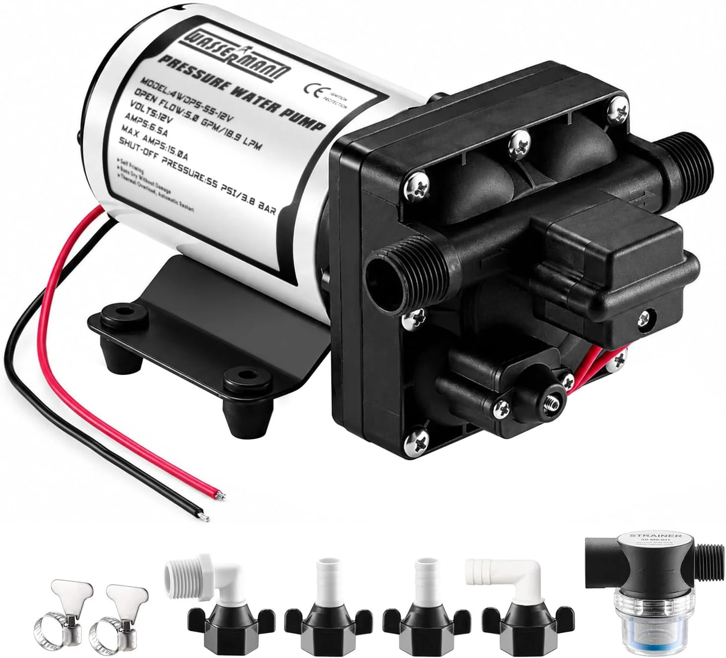 WASSERMANN RV Pump, 12V Self-priming RV Water Pressure Pump 4.0GPM 45PSI with Pressure Switch bifanuoyard - Image 4