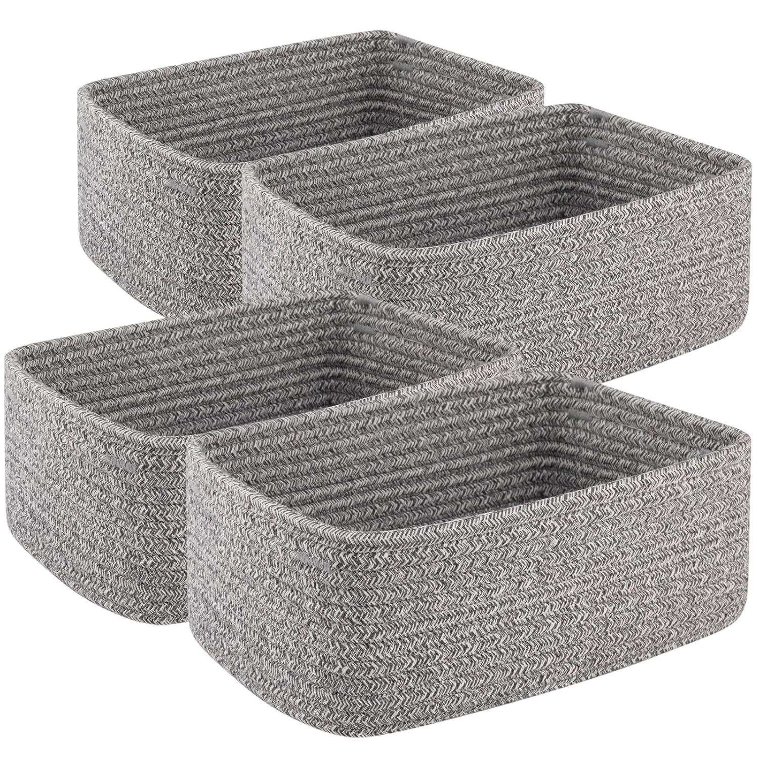New Arrivals Small Storage Shelf Organizing Baskets, Mini Woven Rope Storage Bins for Towels, Cute Decorative Closet - Image 2