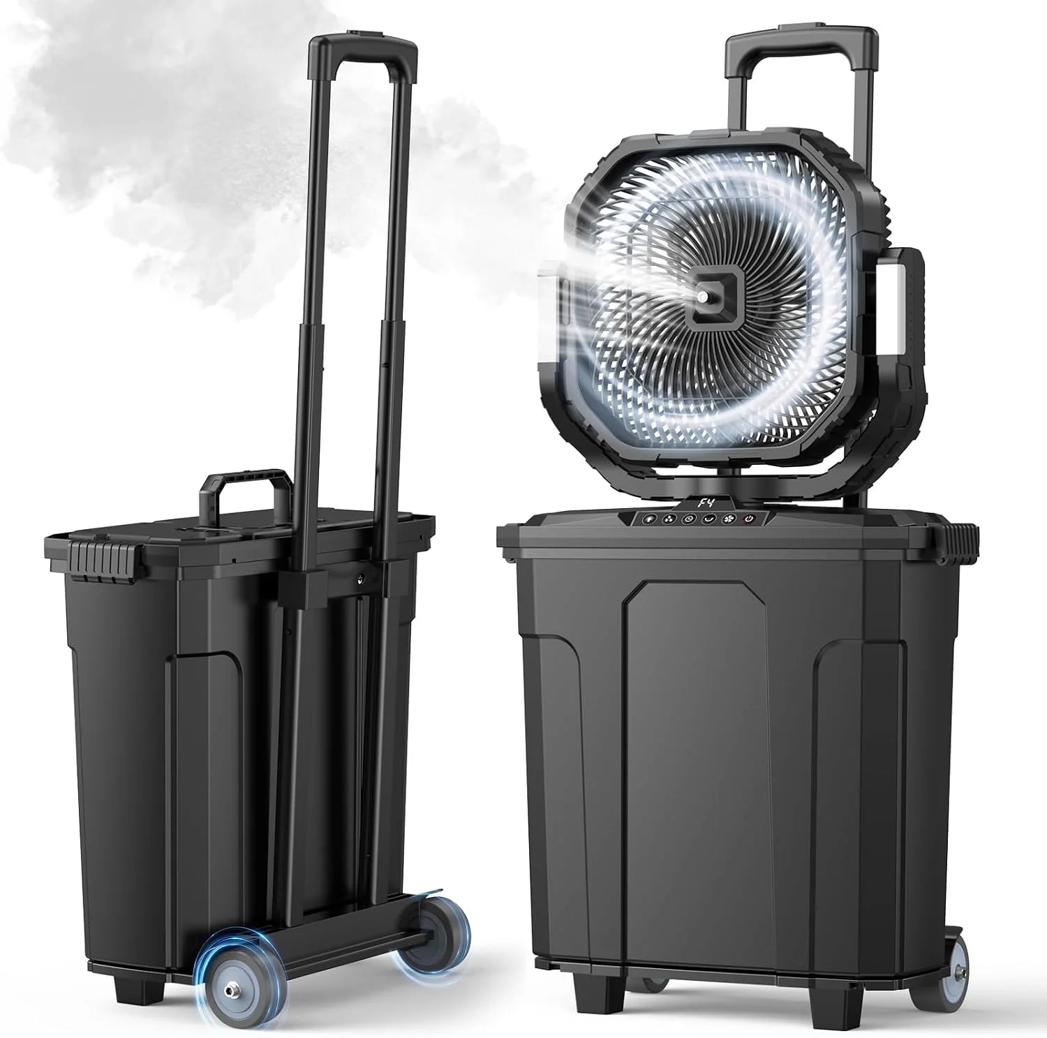 Ausic Outdoor Misting Fan for Outside, 5 Gal 12 Pro Portable Mister Fan with Water Box, 30000mAh Rechargeable Cooling bifanuoyard