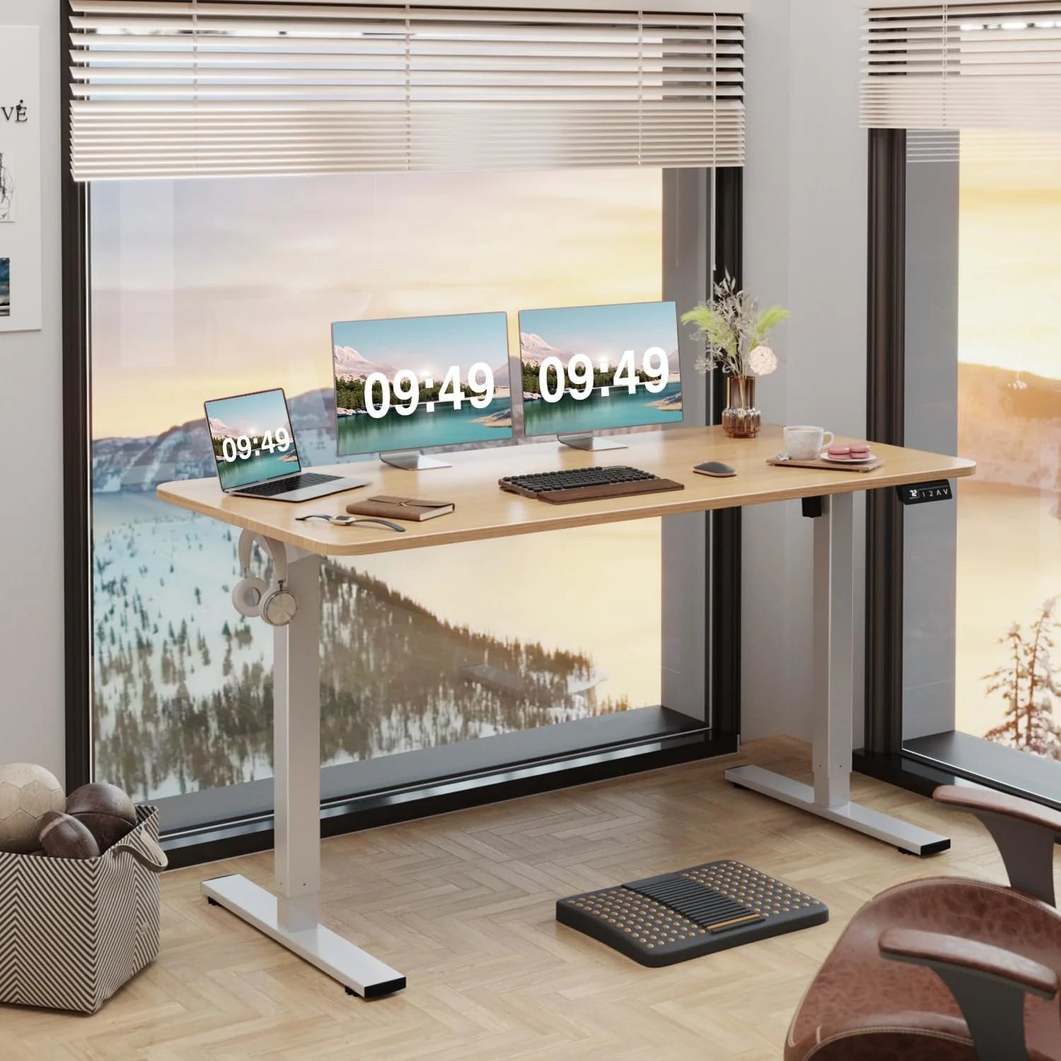 New Arrivals 55 x 24 Inches Electric Height Adjustable Standing Desk Large Sit Stand Up Desk Home Office Computer Desk Memory - Image 57