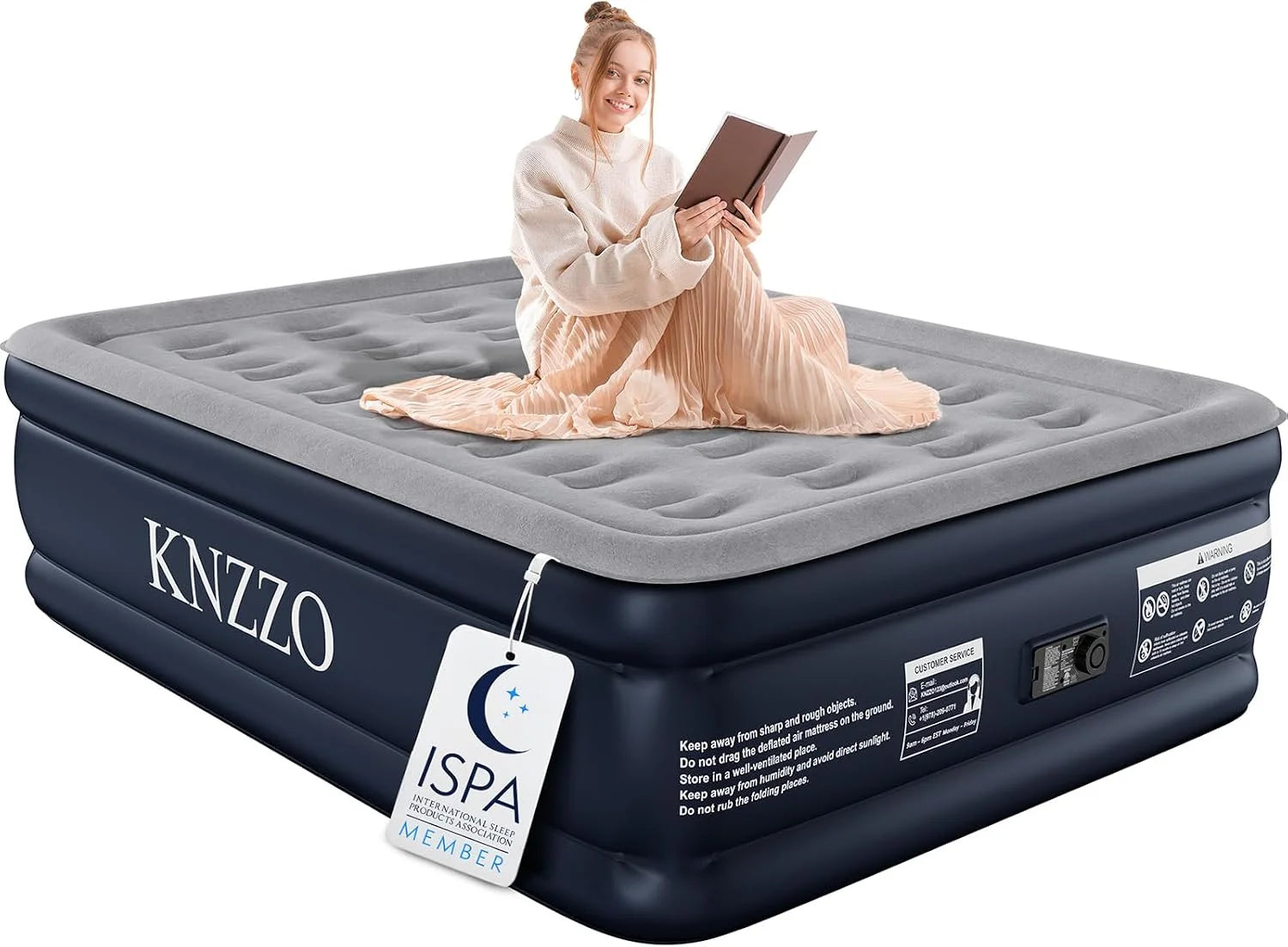 New Arrivals Twin Air Mattress with Built-in Pump, 18 Top Inflatable Mattress with Waterproof Flocking Fabric - Image 5