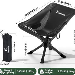Alternative view of Feelnais Portable Camping Chairs Compact, 360° Swivel Folding Chair, Lightweight 3.5lbs, Metal Frame Holds up to 330lbs bifanuoyard