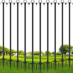 New Arrivals 4 Pack String Light Poles, 10 Ft Metal Poles with Fork for Outdoor String Lights