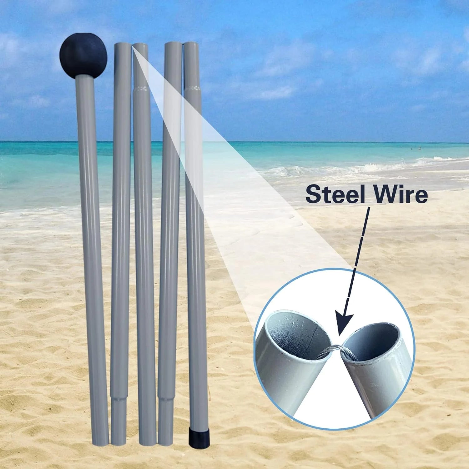 New Arrivals Beach Canopy Beach Tent UPF50+ 11×11 FT Easy to Setup Extra Windproof Rope Sun Shelter Beach Shade Canopy with 4 - Image 5