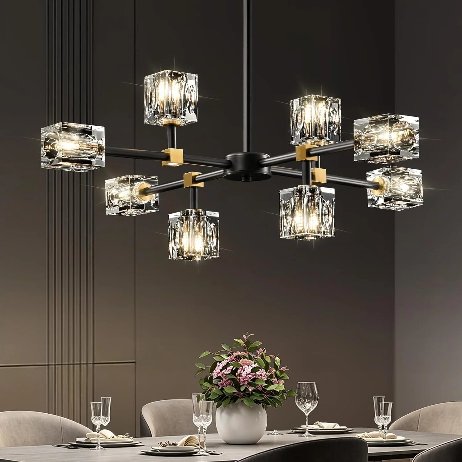 New Arrivals Crystal Semi Flush Ceiling: Dining Room Bathroom Bedroom Chandelier
