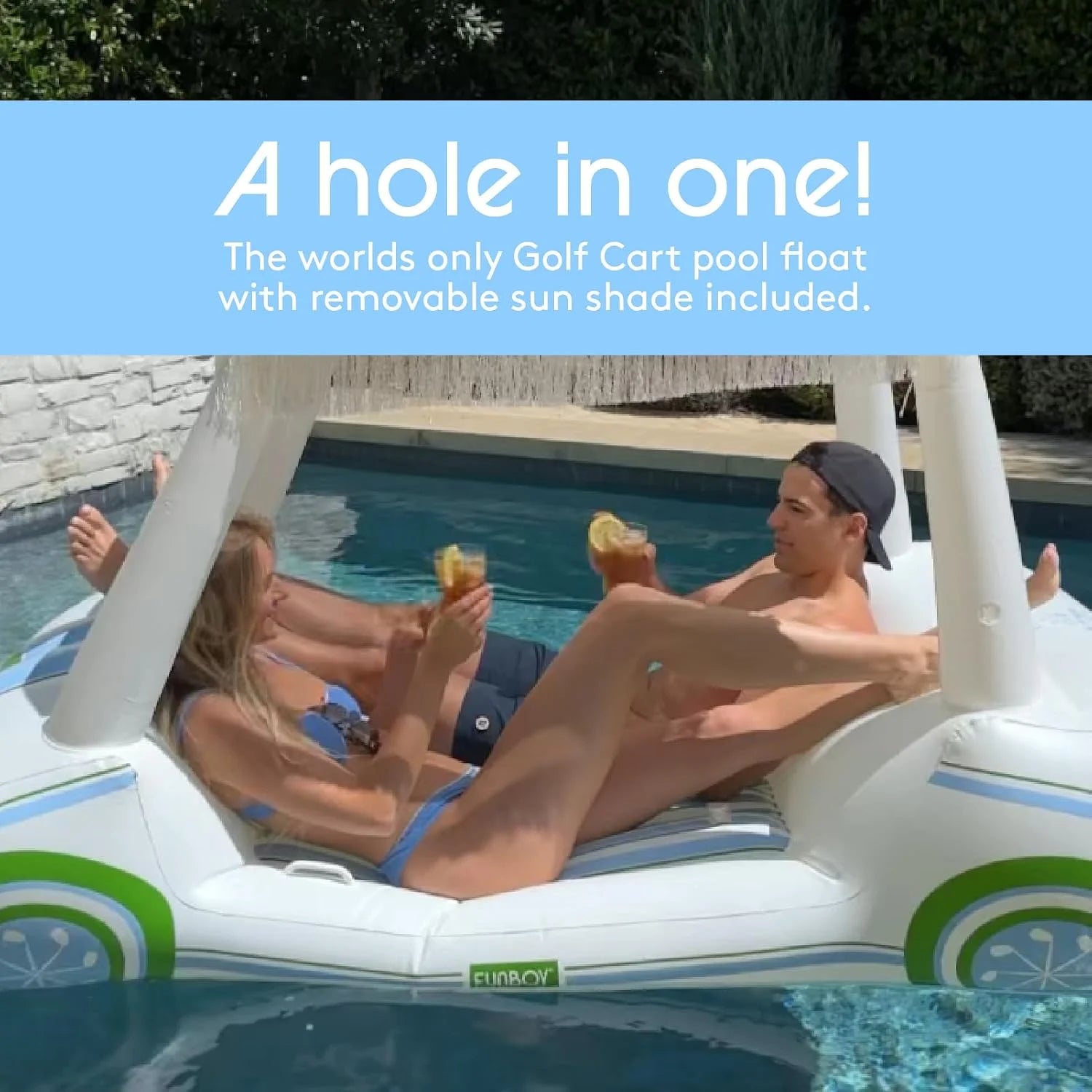 New Arrivals Giant Inflatable Luxury Golf Cart Pool Float, Two Cup Holders - Image 3