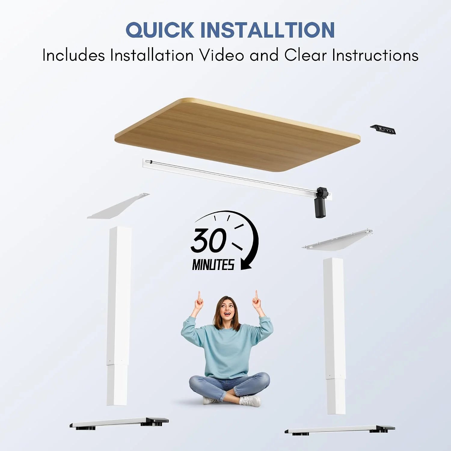 New Arrivals 55 x 24 Inches Electric Height Adjustable Standing Desk Large Sit Stand Up Desk Home Office Computer Desk Memory - Image 53