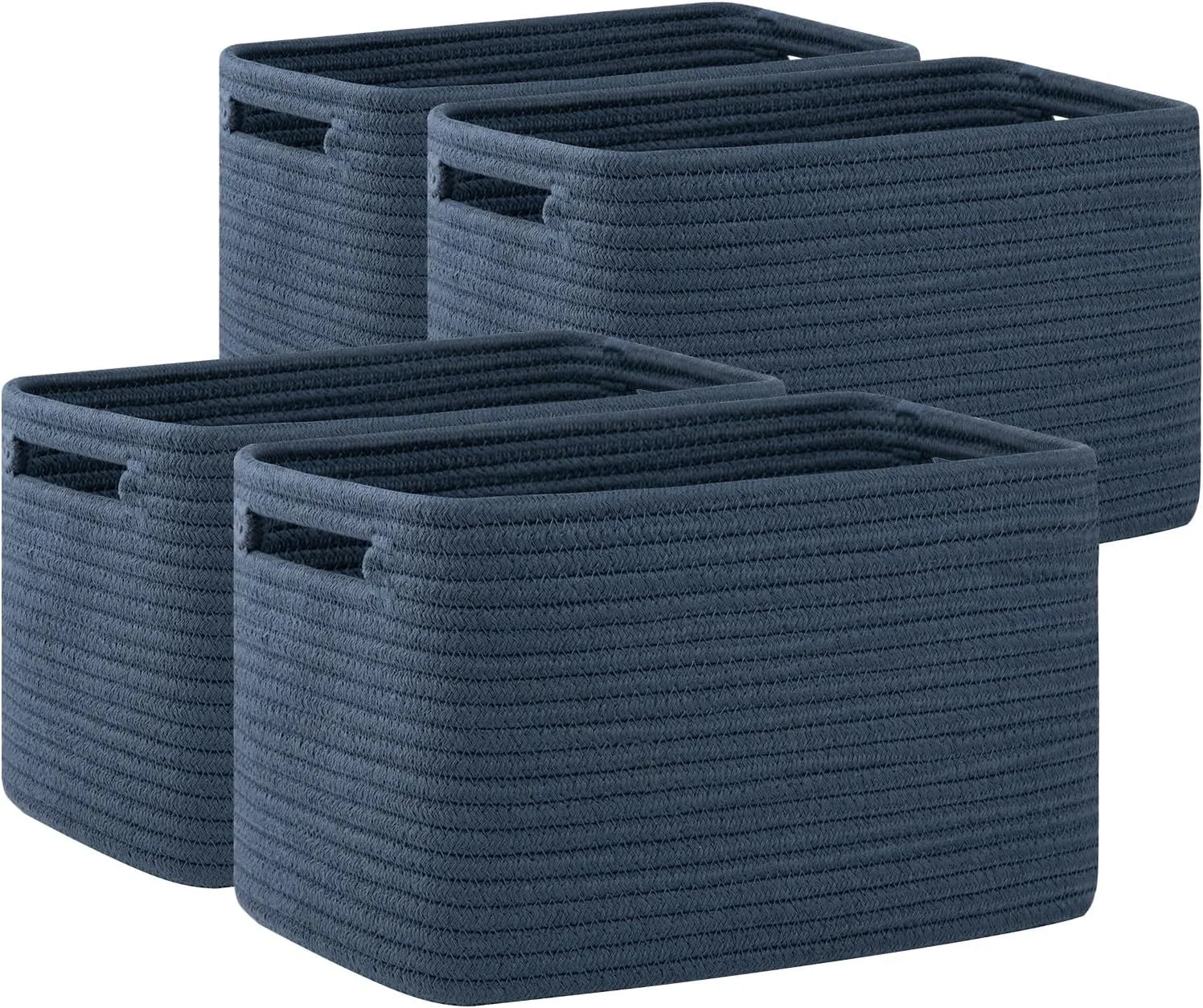 4 Pack Storage Baskets for Organizing, Cube Storage Bins for Shelves, Rectangle Storage Baskets With Handles bifanuoyard - Image 3
