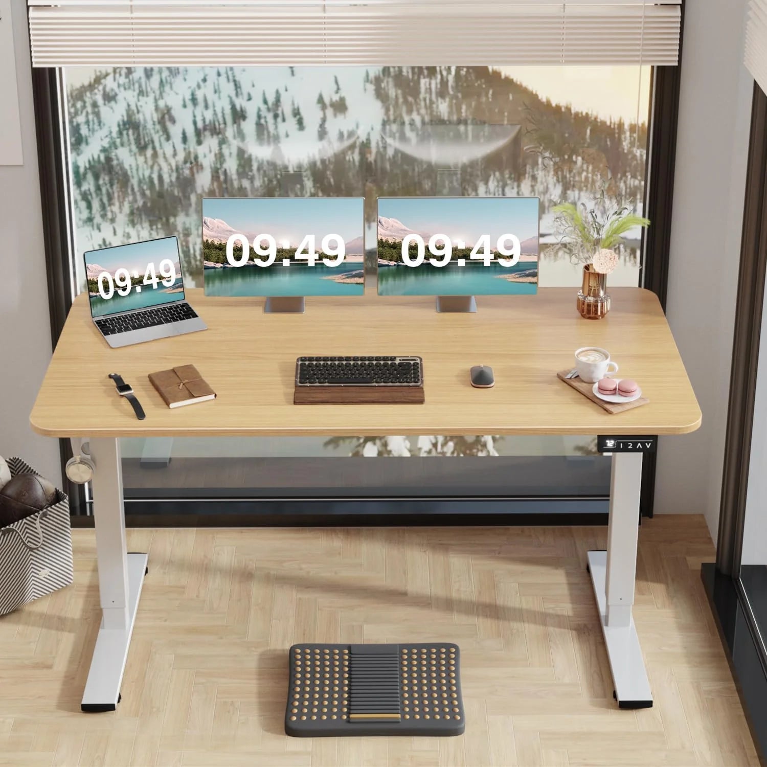 New Arrivals 55 x 24 Inches Electric Height Adjustable Standing Desk Large Sit Stand Up Desk Home Office Computer Desk Memory - Image 55