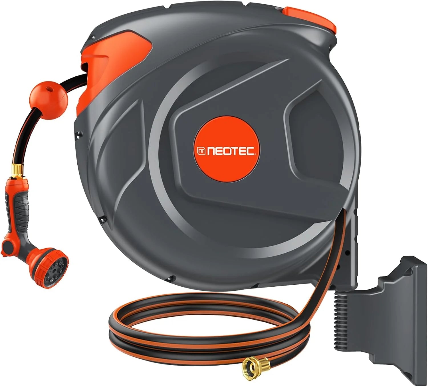 100FT Retractable Garden Hose Reel 1/2 Inch, Wall Mounted Heavy Duty Water Hose with Auto-Lock bifanuoyard