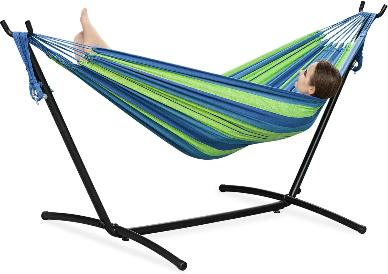 New Arrivals Double Hammock with Stand for Outside, Heavy-Duty, Portable (Coffee) - Image 18