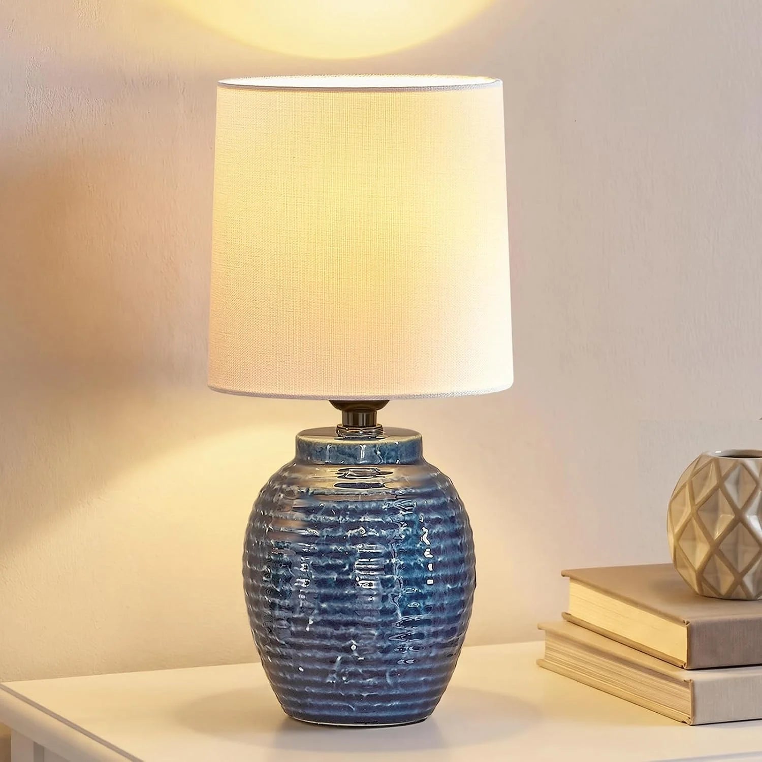 EJIAXIN Table Lamps Set of 2-13.5 Small Boho Lamp, Farmhouse Rustic Ceramic Table Lamp for Bedroom bifanuoyard - Image 4