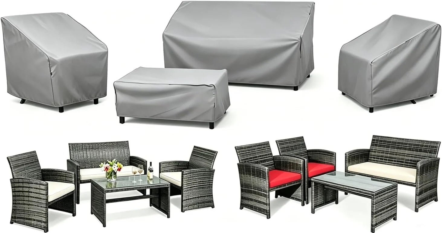New Arrivals STARTWO Patio Furniture Cover 4 Piece Set, Black, Regular - Image 7
