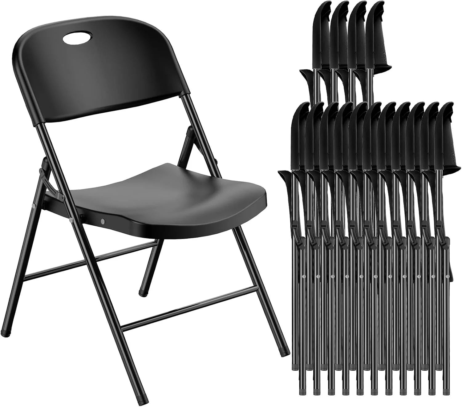 350 Weight Limit Heavy Duty Plastic Folding Chair with Reinfoced Steel Frame for Indoor and Outdoor, Wedding - Image 2