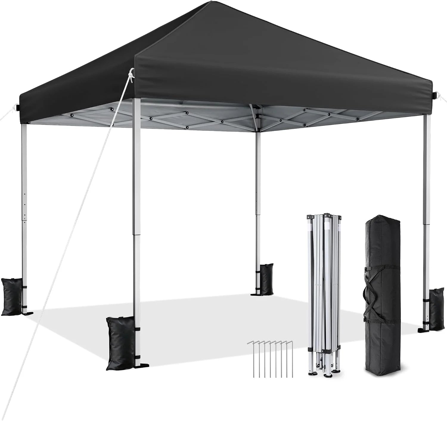 Vinabilia 10x10 Pop Up Canopy Tent with One-Push Center Lock,White