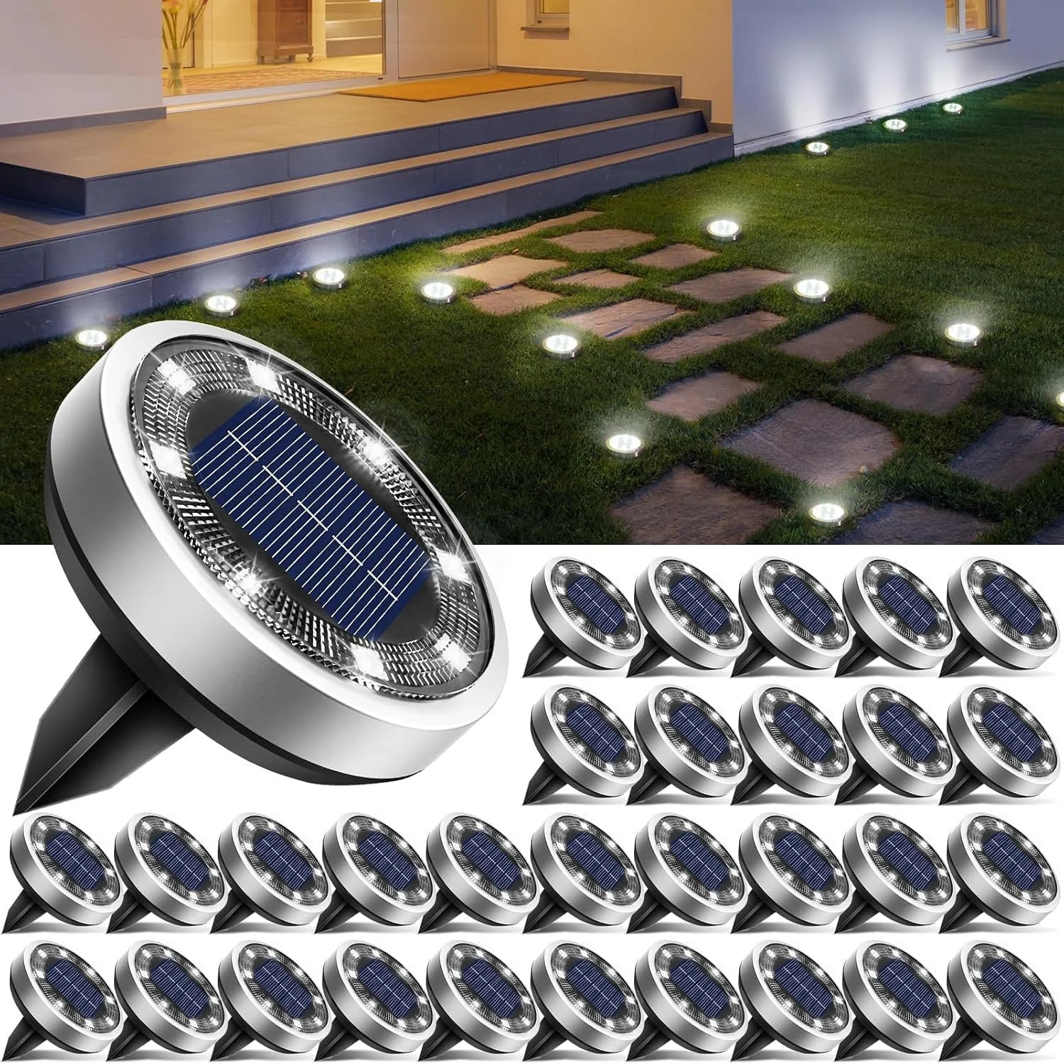 New Arrivals 16 Pack Solar Lights Outdoor Waterproof, 8 LED Solar Ground Lights – For Home Projects - Image 4
