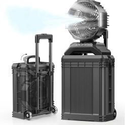 New Arrivals 4 Gal Large Misting Bucket Fan Portable, 40000mAh Rechargeable Mister Fan with Retractable Handle
