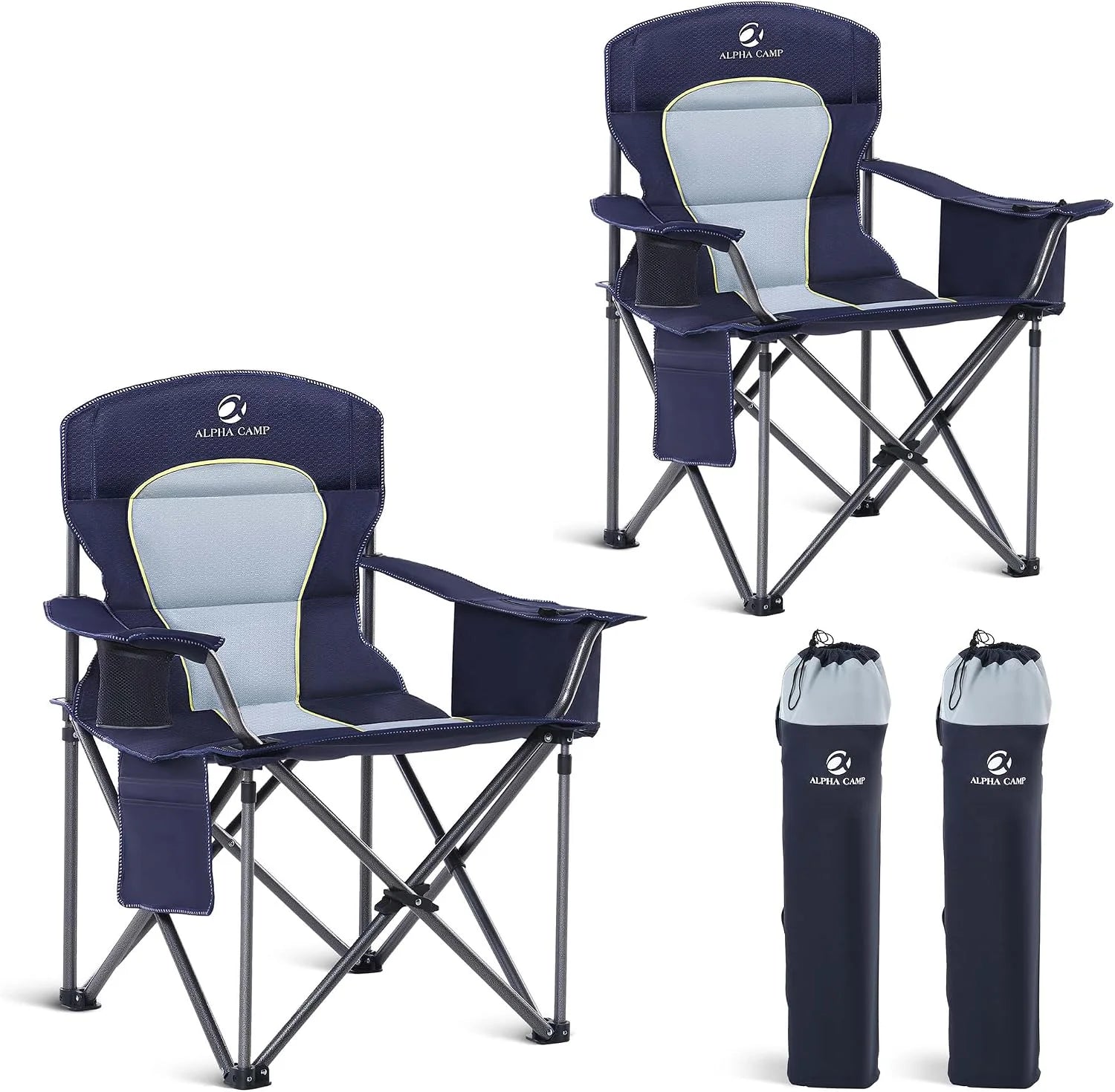 LET鈥橲 CAMP Folding Camping Chair Oversized Heavy Duty Padded Outdoor Chair with Cup Holder Storage and Cooler Bag bifanuoyard - Image 7