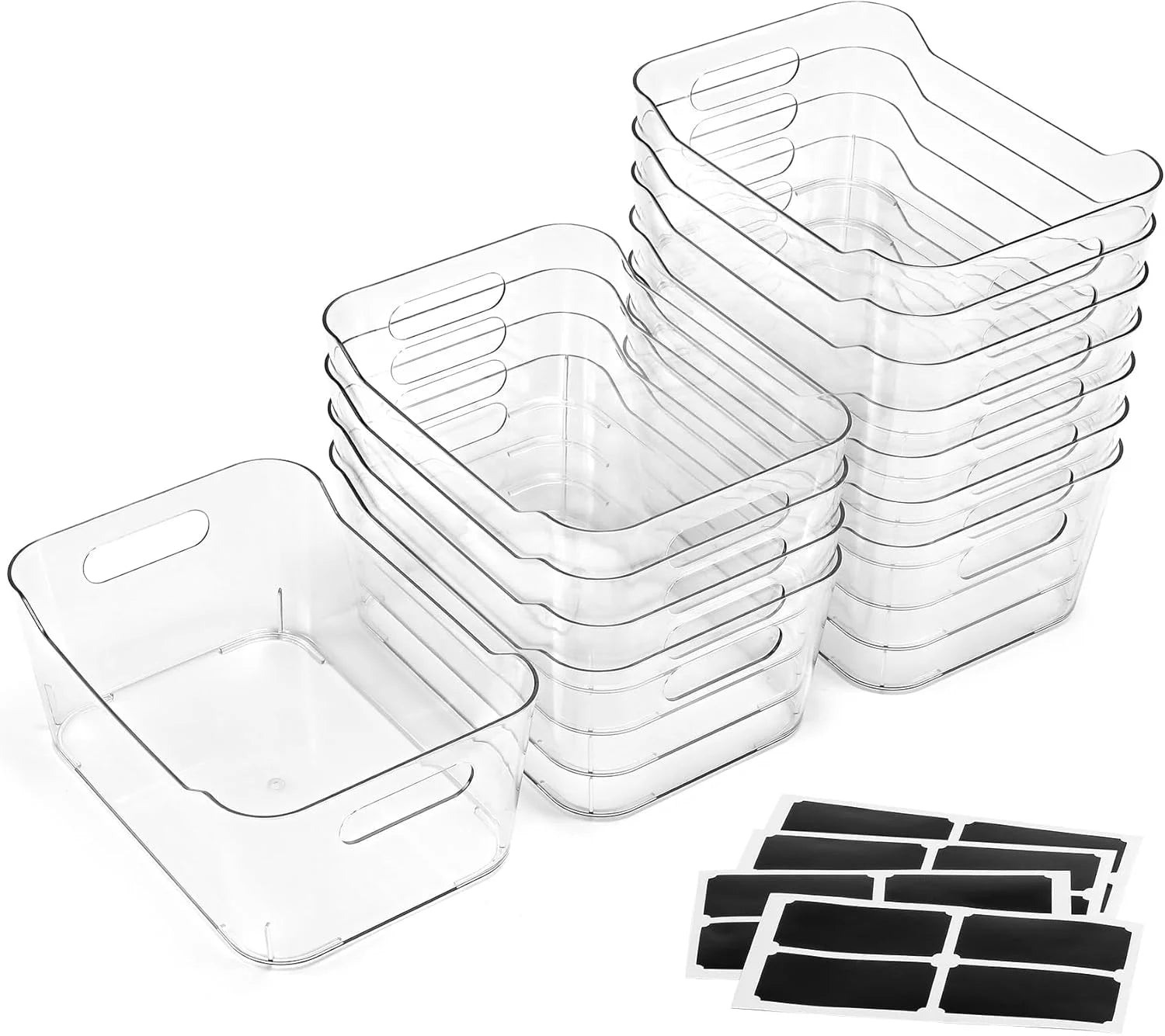 New Arrivals Clear Plastic Storage Bins, Kitchen Cabinet Pantry Organizer Bins, Crystal-clear, Thicker