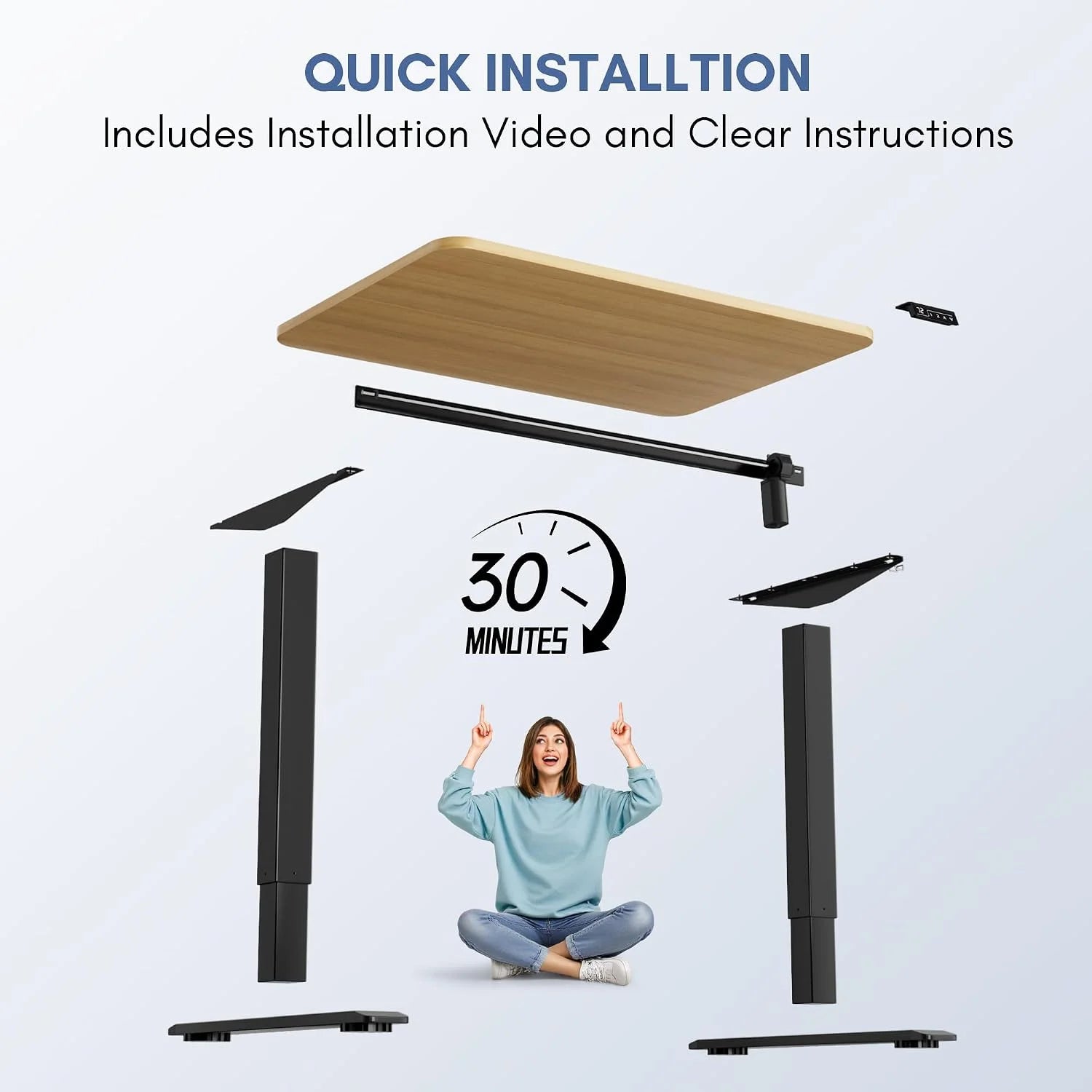 New Arrivals 55 x 24 Inches Electric Height Adjustable Standing Desk Large Sit Stand Up Desk Home Office Computer Desk Memory - Image 76