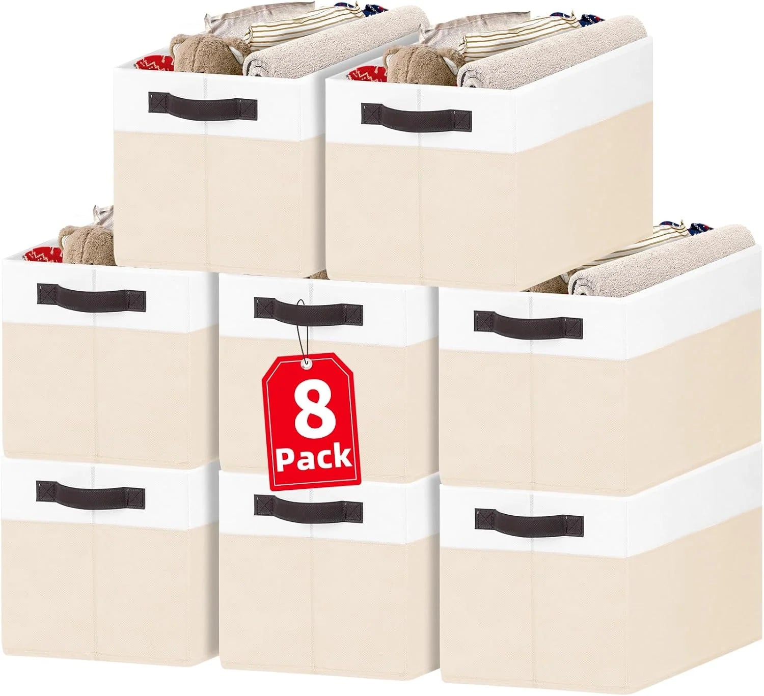 4 Pack Large Closet Storage Baskets Bins for Shelves, Fabric Closet Organizers and Storage with Handles Home bifanuoyard - Image 4