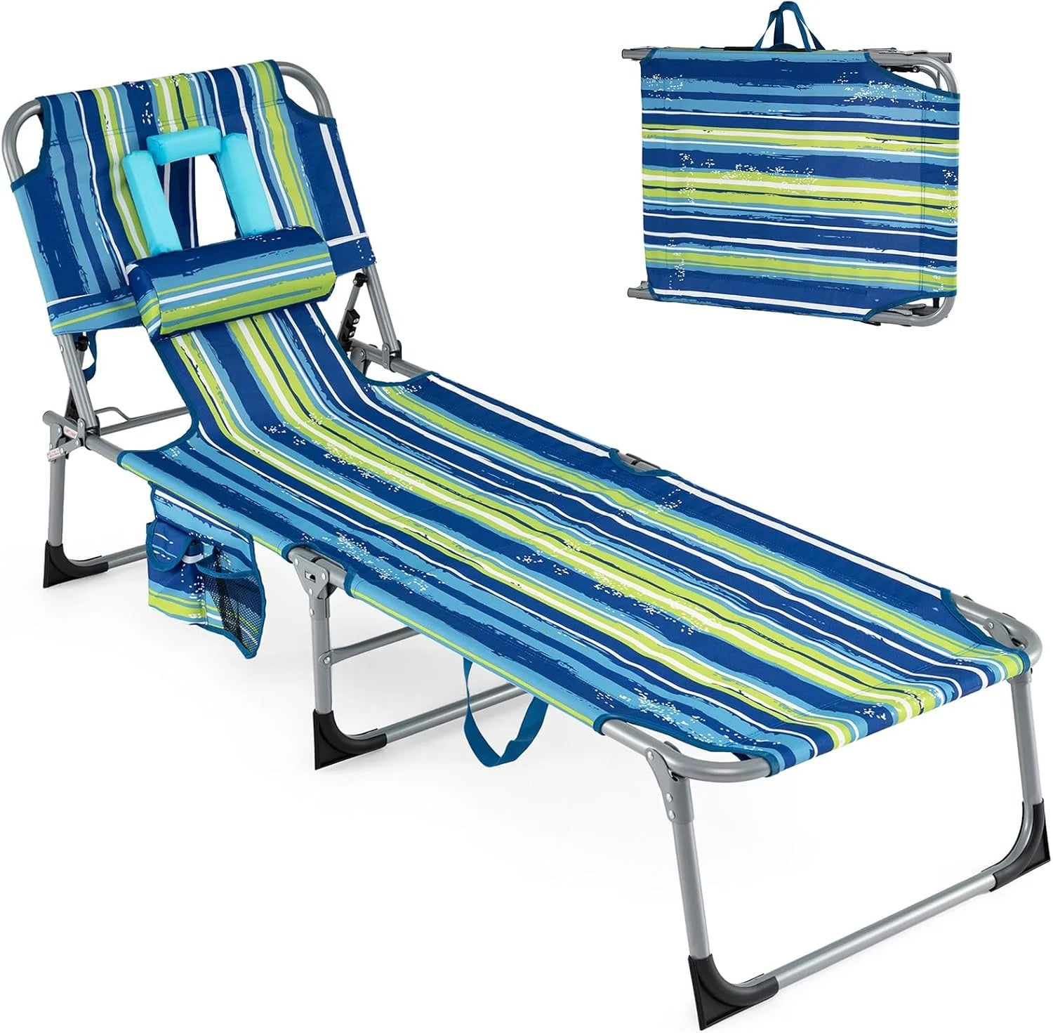 New Arrivals Tanning Chair, Folding Adjustable Patio Lounge Chair with Face Hole, 330LBS, Lightweight Portable Beach Lounge - Image 10