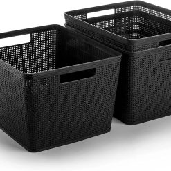 Alternative view of New Arrivals Plastic Basket, Large (Black), 3-Pack, Home Organization