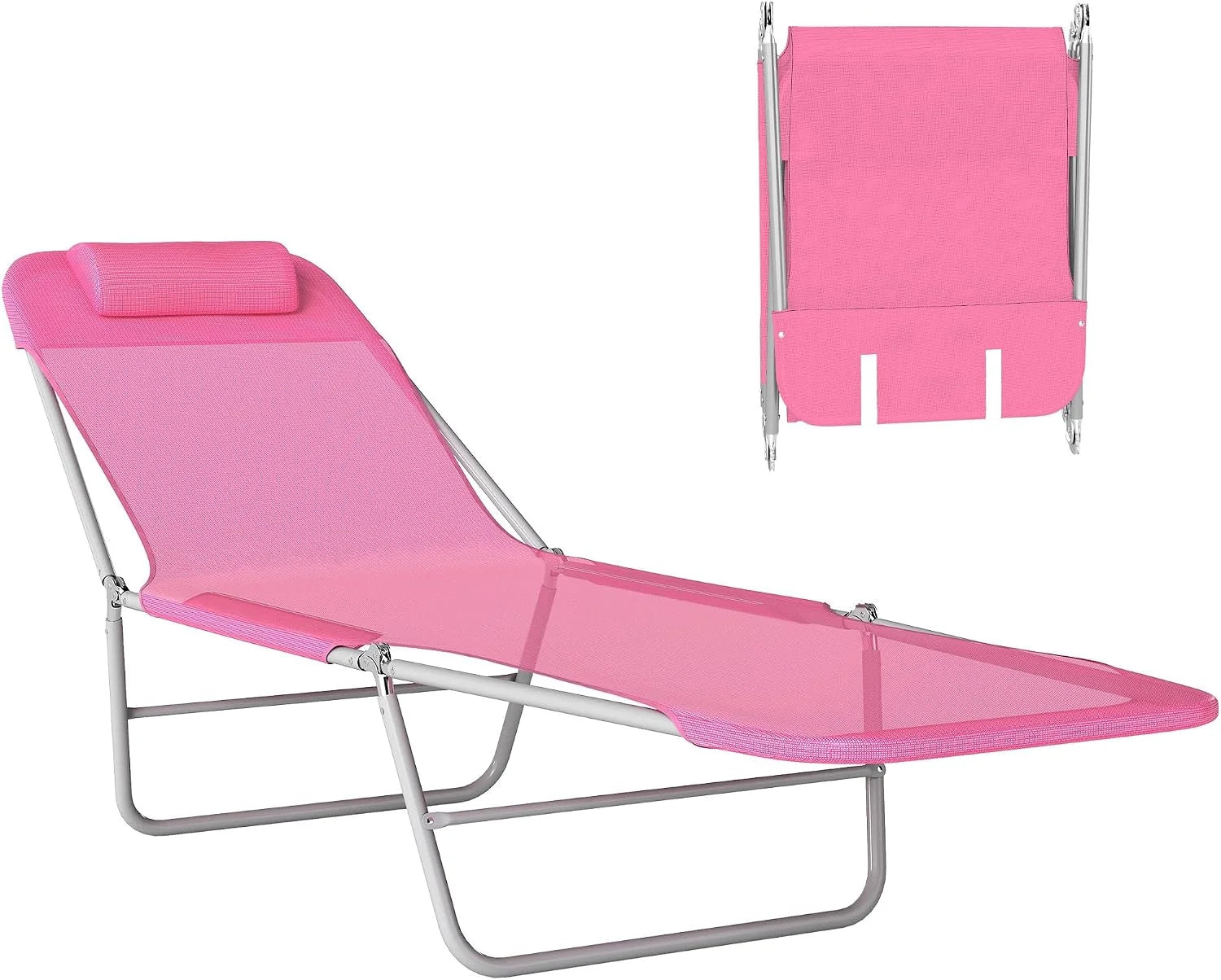Outsunny Folding Chaise Lounge Chair, Pool Sun Tanning Chair bifanuoyard - Image 2