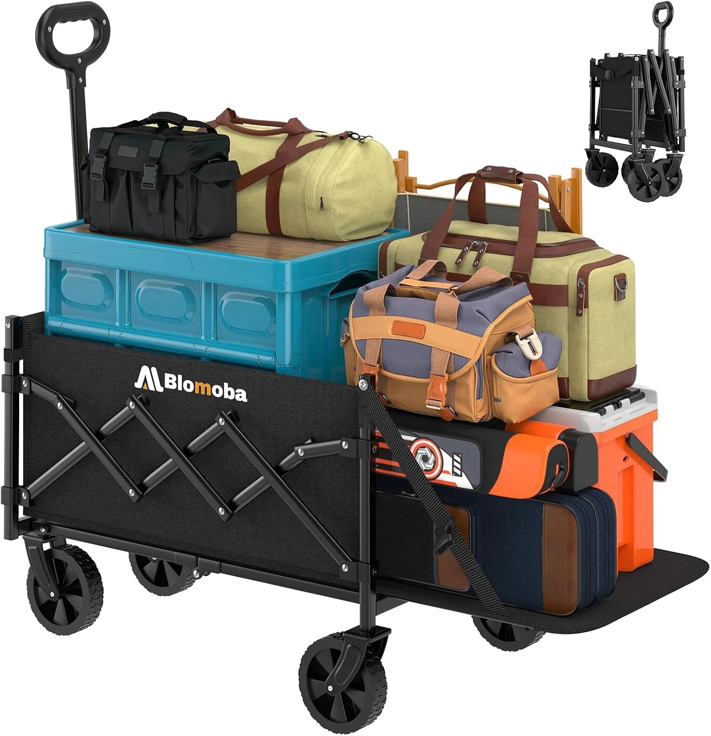 Blomoba Folding Wagon Cart with Wheels, 220lbs Utility Wagon Cart, Black - Image 5
