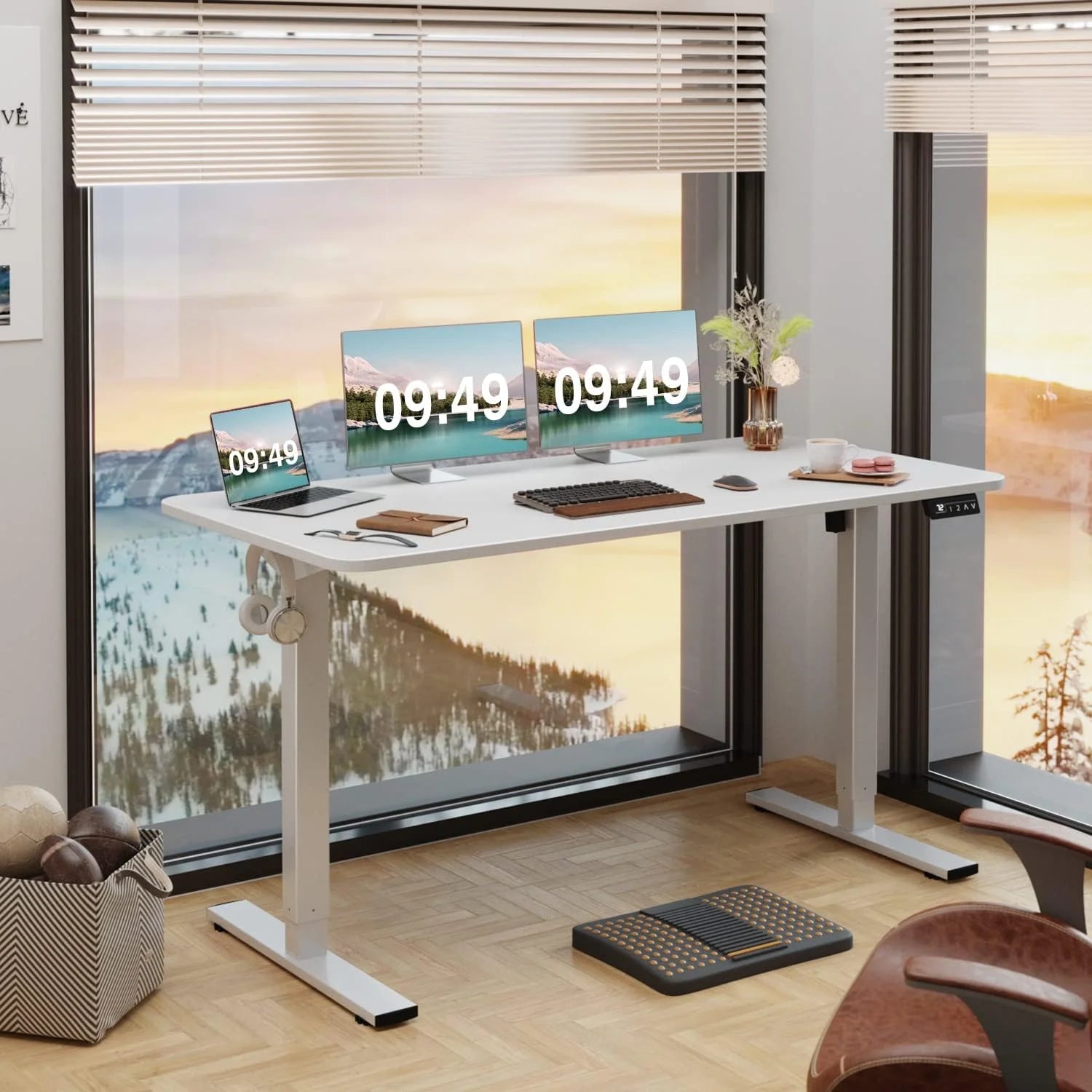 New Arrivals 55 x 24 Inches Electric Height Adjustable Standing Desk Large Sit Stand Up Desk Home Office Computer Desk Memory - Image 84