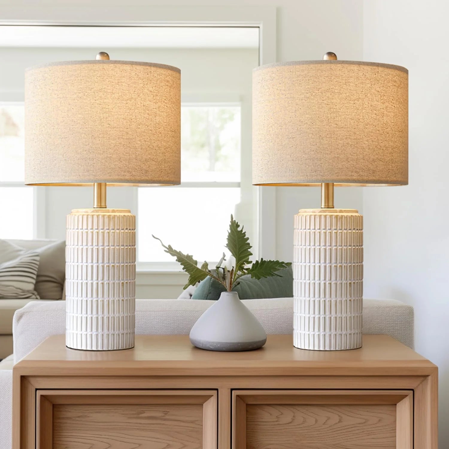 PoKat 23" Bedside Table Lamp for Bedroom Nightstands, White Modern Bedroom Lamp bifanuoyard