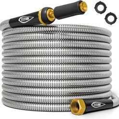 New Arrivals Garden Hose 100FT, 304 Stainless Steel Metal Water Hose, 500 PSI
