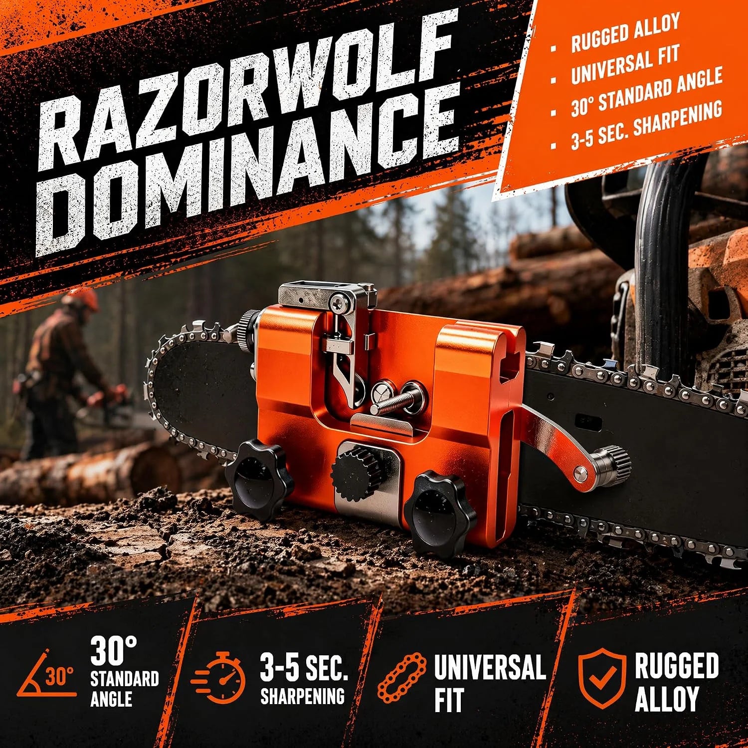 New Arrivals Chainsaw Sharpener, Lightweight Portable Manual Chain Sharpening Tool Includes 7 Grinding Stones - Image 3