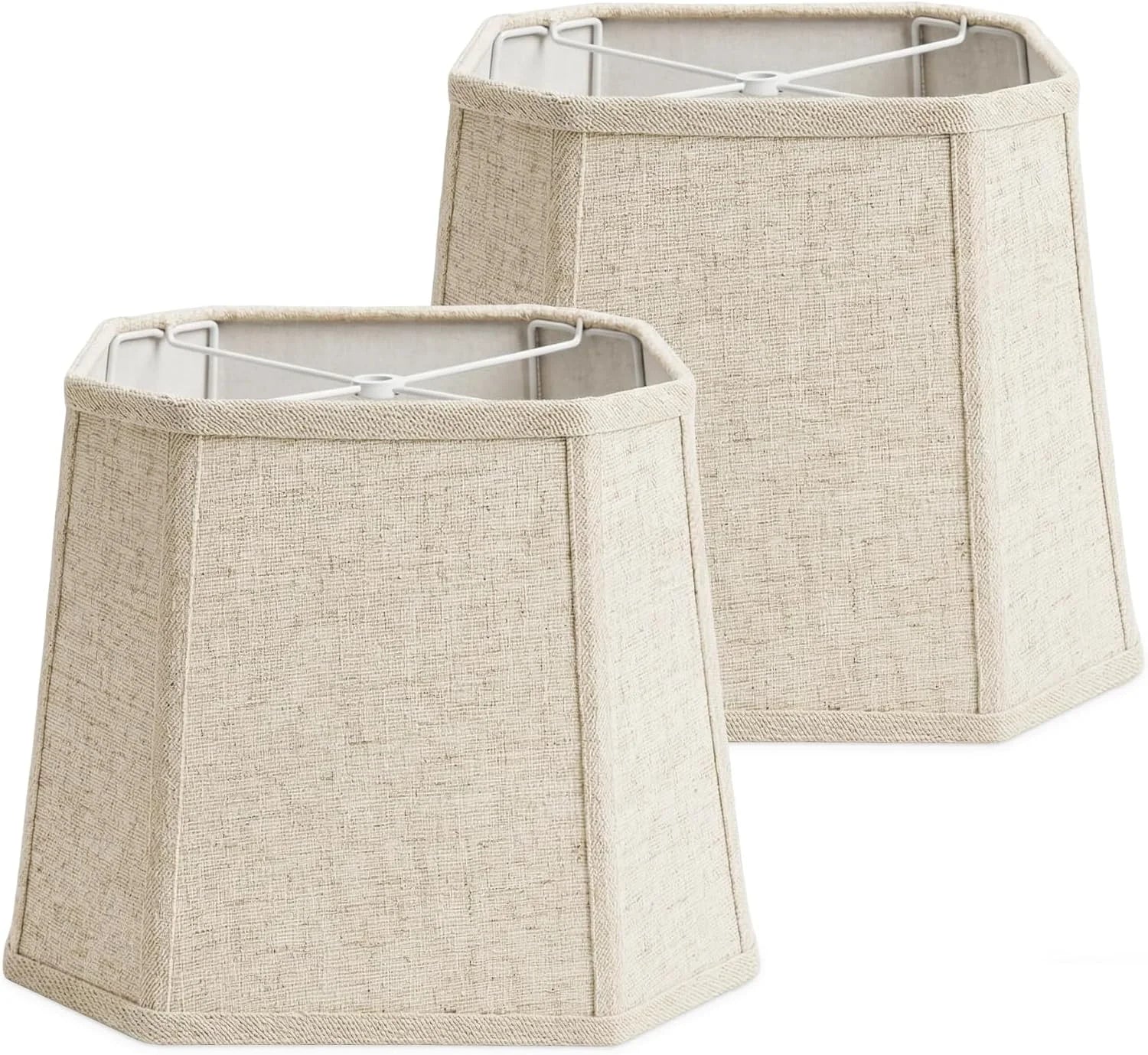 Natural Linen Square Cut Corner Lamp Shades Set of 2 bifanuoyard