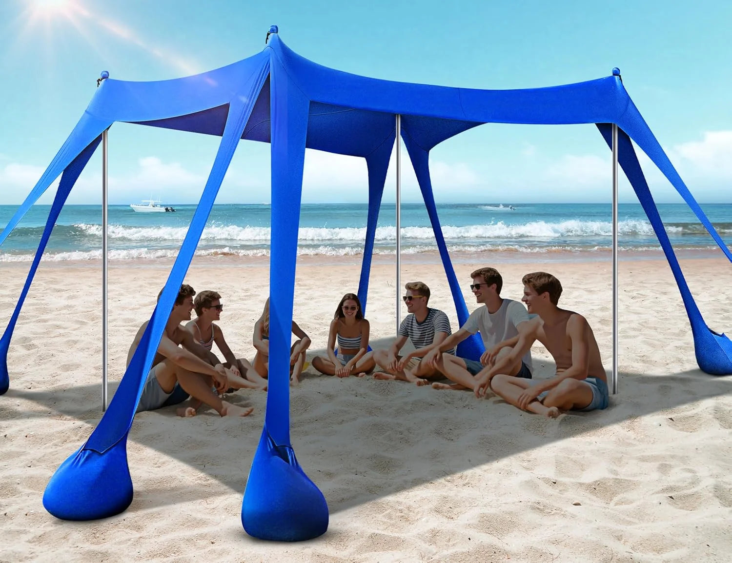 New Arrivals Beach Tent, Beach Canopy UPF50+ UV Protection, 10x10ft Beach Shade Sun Shelter with 8 Sandbags - Image 3