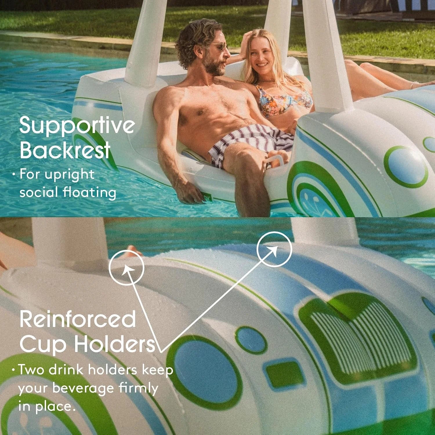 New Arrivals Giant Inflatable Luxury Golf Cart Pool Float, Two Cup Holders - Image 5