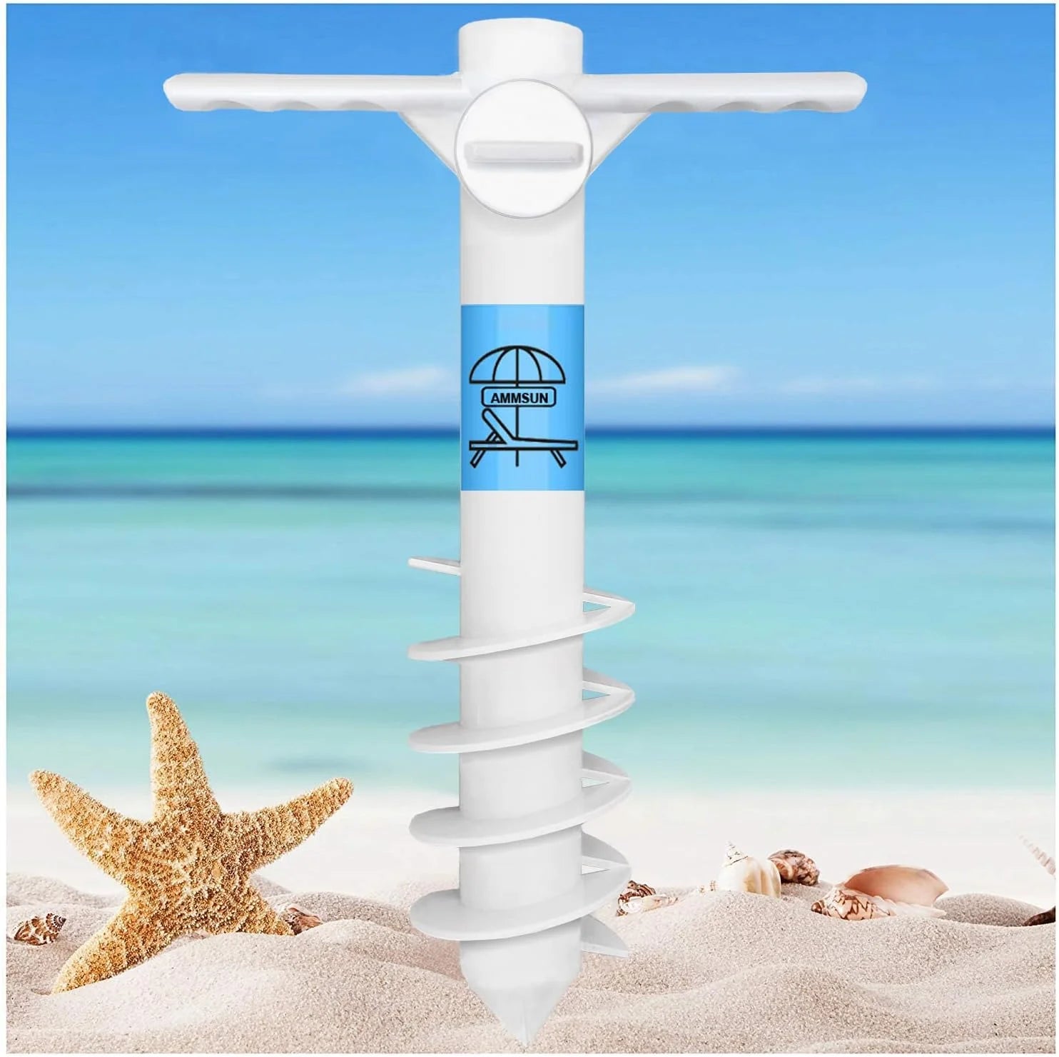 New Arrivals AMMSUN Beach Umbrella Sand Anchor Heavy Duty Outdoor Umbrellas Auger Base - Image 2
