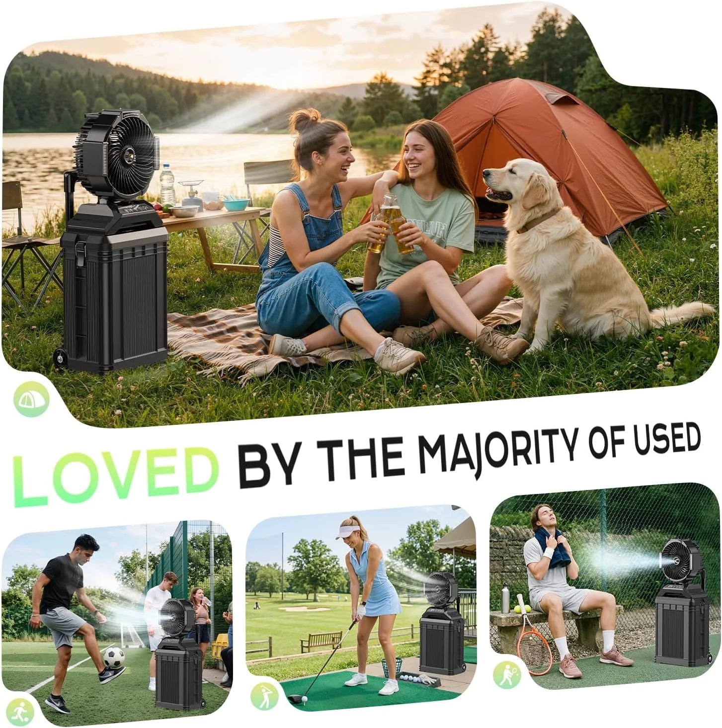 New Arrivals 4 Gal Large Misting Bucket Fan Portable, 40000mAh Rechargeable Mister Fan with Retractable Handle - Image 6