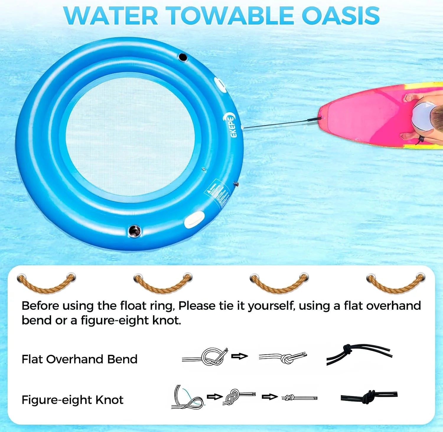 Round Inflatable Water Hammock, 7ft Heavy Duty Tanning Pool Lounger Sunchill Float Ring - Image 5