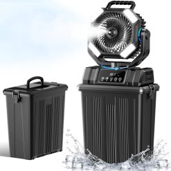 New Arrivals 40000mAh Misting Fans for Outside, 15L Portable Outdoor Cooling Fan with Auto Oscillation, LED Light