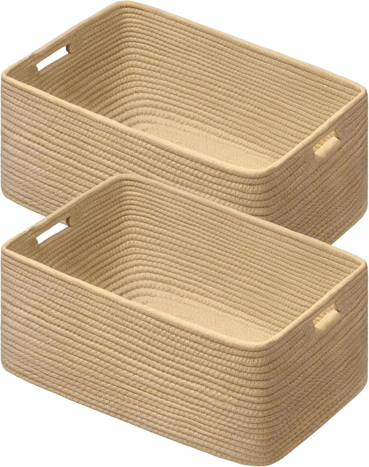 2 Pack Storage Baskets for Organizing, Large Woven Storage Basket, White&Brown bifanuoyard - Image 2