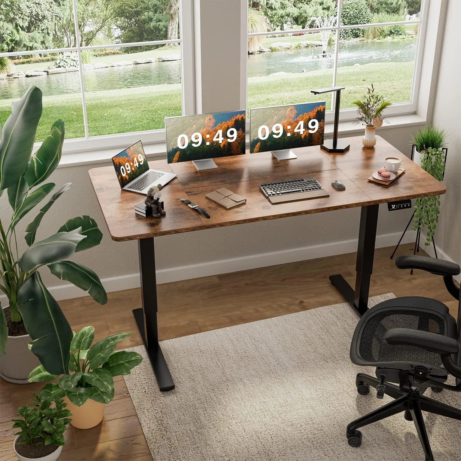 New Arrivals 55 x 24 Inches Electric Height Adjustable Standing Desk Large Sit Stand Up Desk Home Office Computer Desk Memory - Image 67