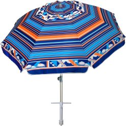 New Arrivals AMMSUN 7ft Heavy Duty High Wind Beach Umbrella with Sand Anchor Vent Tilt UPF 50+ Sun Protection