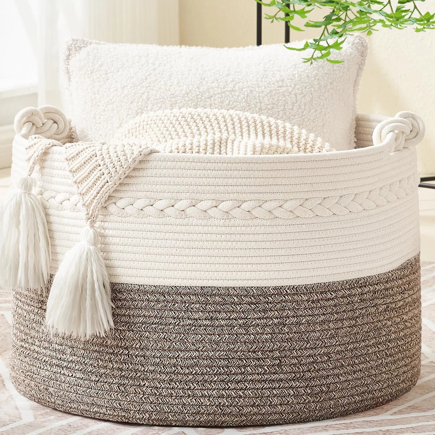Large Blanket Basket with Handles, Storage Basket for Living Room, Extra Large Capacity, Blanket Storage, Laundry bifanuoyard - Image 22
