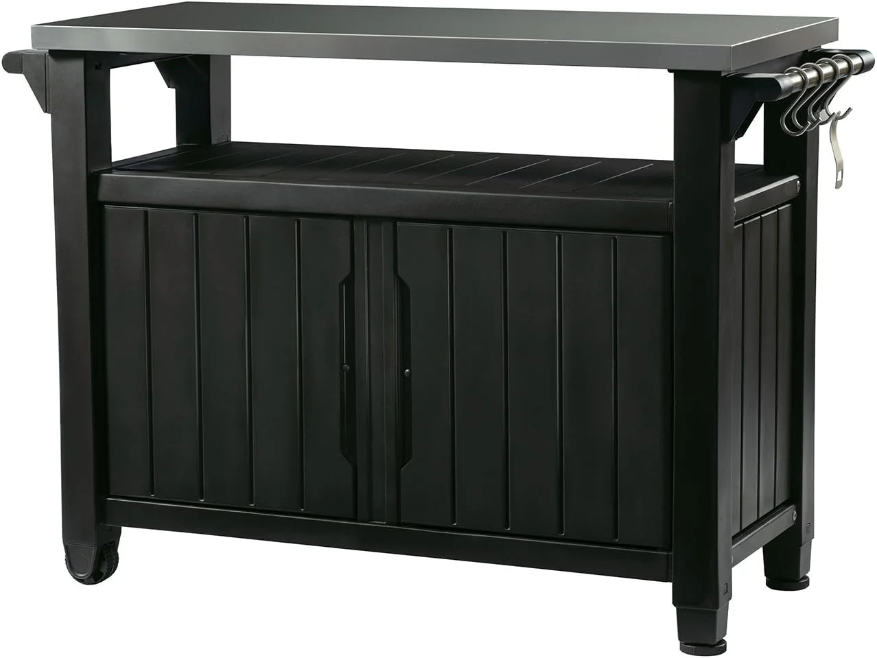 Keter Unity XL Outdoor Entertainment Cart with Wood鈥慙ook Finish, 78鈥慓allon Patio Storage Cabinet, Food Prep Station - Image 3