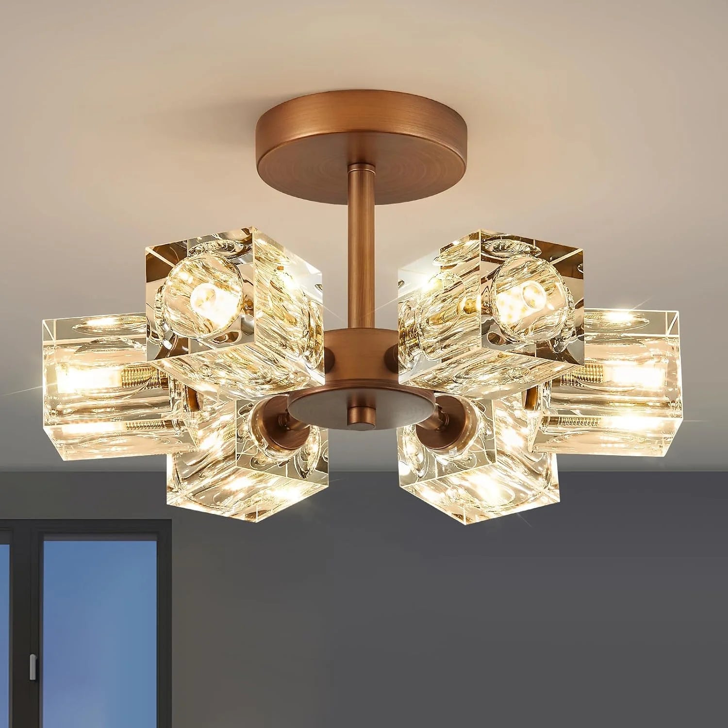 New Arrivals Crystal Semi Flush Ceiling: Dining Room Bathroom Bedroom Chandelier - Image 2
