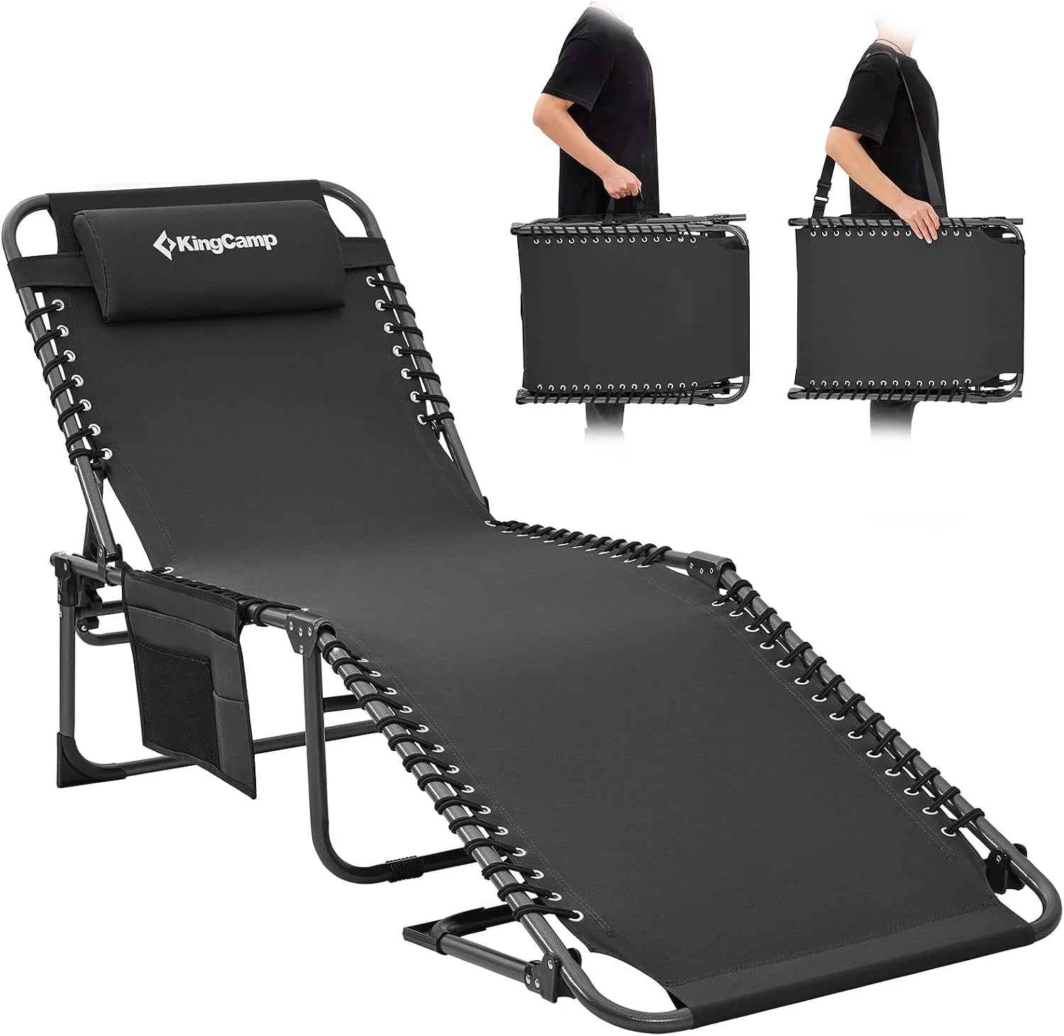 New Arrivals Oversized Tanning Chair, Extra-Wide Padded Folding Chase Lounge Chairs Portable Adjustable 5-Position 440lbs - Image 5