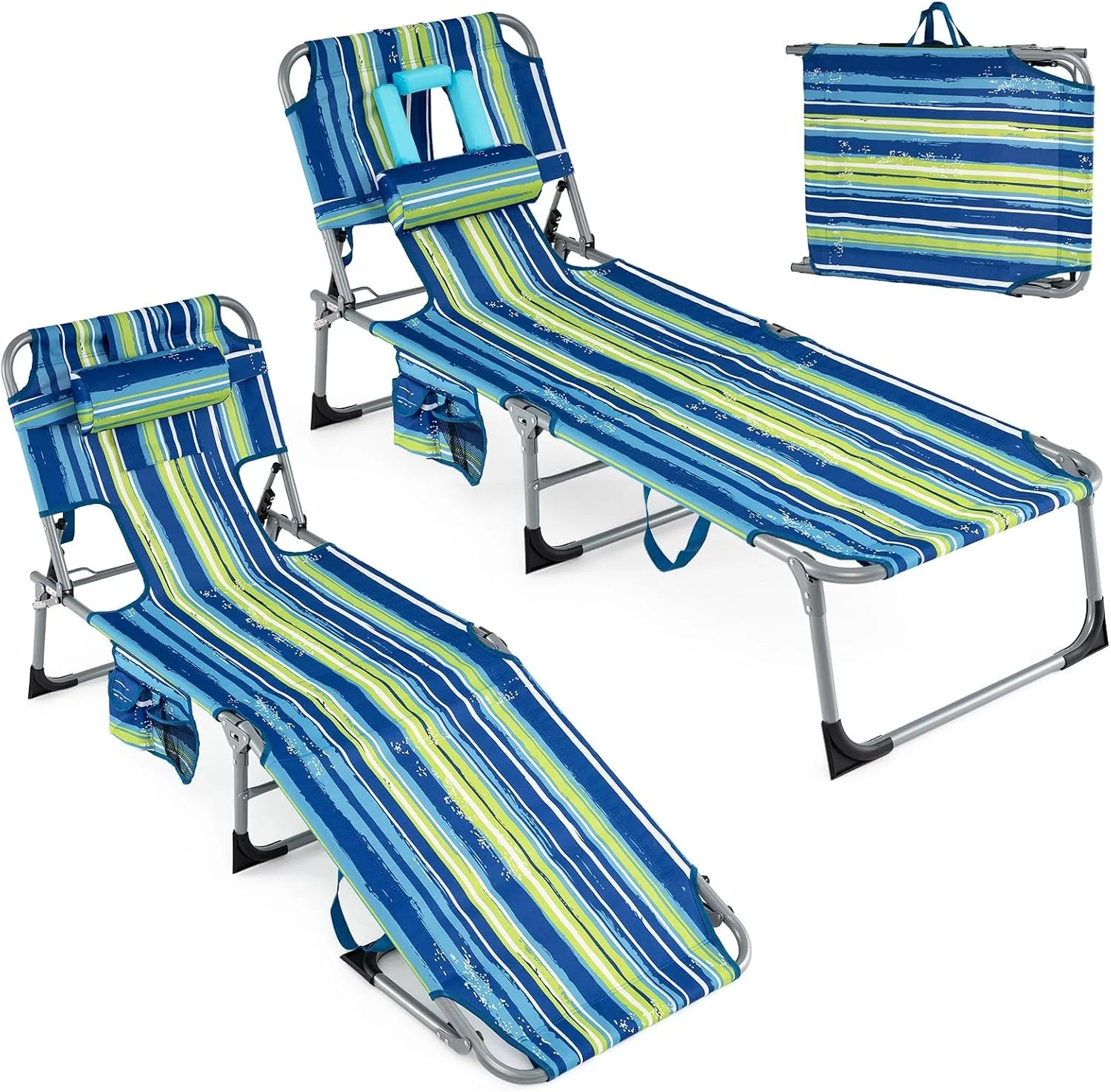 New Arrivals Tanning Chair, Folding Adjustable Patio Lounge Chair with Face Hole, 330LBS, Lightweight Portable Beach Lounge - Image 13