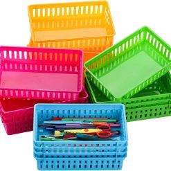 New Arrivals Classroom Storage Baskets Bins, Small Plastic Organizer Basket, Colorful Storage Trays, Crayon Pencil