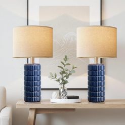 New Arrivals 23 Modern Ceramic Table Lamps Set of 2, Farmhouse Bedside Night Stands Lamp for Bedroom